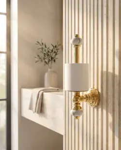 Pure Concept Calacatta Yedek Kağıtlık Beyaz Altın uygulama örneği
