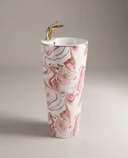Pure Concept Ebru Monoblok Lavabo 40x40 cm Pembe Altın uygulama örneği