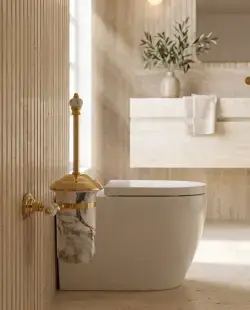 Pure Concept Calacatta Montajlı Klozet Fırçalık Beyaz Altın uygulama örneği