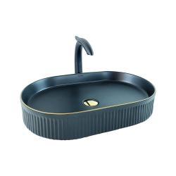 Pure Concept Çanak Lavabo 60x37x10 cm Mat Siyah Altın