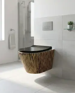 Pure Concept Tiger Kanalsız Asma Klozet 36x53x30 cm Siyah, Altın uygulama örneği