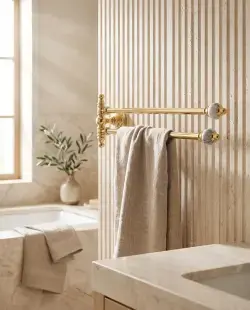 Pure Concept Calacatta İkili Havluluk Beyaz Altın uygulama örneği