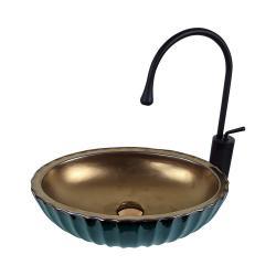 Pure Concept Tezgah Üstü Çanak Lavabo 36 cm Yeşil Bronz uygulama örneği