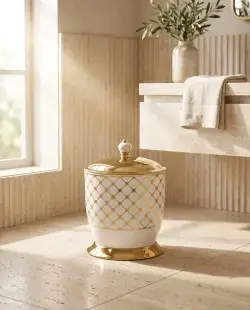 Pure Concept Geometrik Çöp Kovası Beyaz Altın uygulama örneği