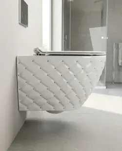 Pure Concept Kapitone Dot Kanalsız Asma Klozet Beyaz Altın uygulama örneği
