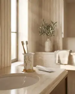 Pure Concept Marble Set Üstü Diş Fırçalık Altın uygulama örneği