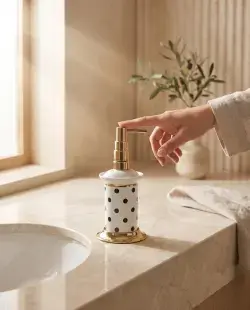 Pure Concept Puantiye Set Üstü Sıvı Sabunluk Beyaz uygulama örneği