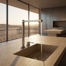 Pure Concept Asansörlü Eviye Bataryası Krom uygulama örneği