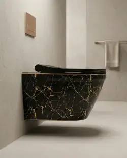 Pure Concept Galaksi Kanalsız Asma Klozet 36x52x30 cm Altın uygulama örneği