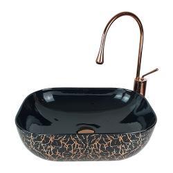 Pure Concept Marble Çanak Lavabo 50x40x14 cm Parlak Siyah Bronz