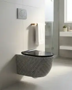 Pure Concept Geometrik Asma Klozet Siyah Beyaz uygulama örneği