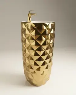 Pure Concept Crystal Monoblok Lavabo Altın uygulama örneği
