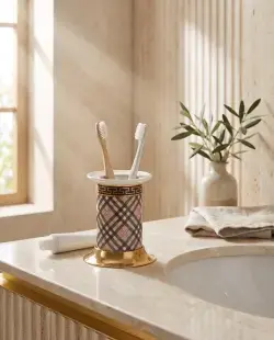 Pure Concept Ekose Set Üstü Diş Fırçalık Altın uygulama örneği