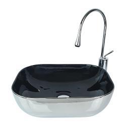 Pure Concept Çanak Lavabo 50x40x15 cm Platin Parlak Gümüş Siyah