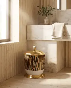 Pure Concept Tiger Zebra Çöp Kovası Altın uygulama örneği
