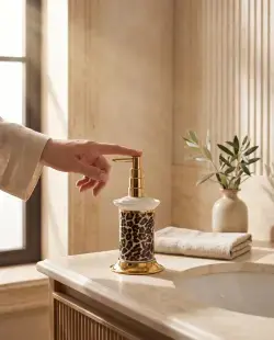 Pure Concept Leopar Sıvı Sabunluk Altın uygulama örneği