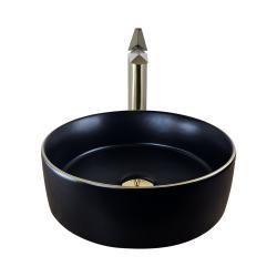 Pure Concept Tezgah Üstü Çanak Lavabo 36 cm Siyah Altın