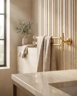Pure Concept Sharp Calacatta İkili Havluluk Gri, mermer desenli uygulama örneği