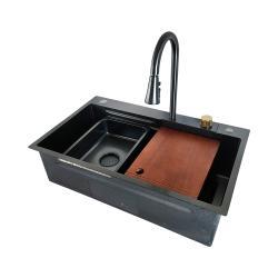 Pure Concept Nano Armatürlü Paslanmaz Çelik Eviye 75x45 cm Siyah uygulama örneği