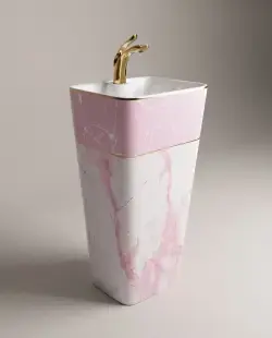 Pure Concept Calacatta Monoblok Lavabo Pembe Beyaz uygulama örneği