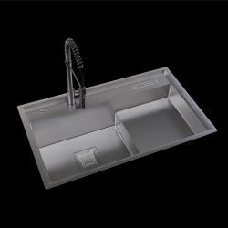 Pure Concept Çift Göz Bardak Yıkamalı Paslanmaz Çelik Eviye 80x48,5 cm Inox uygulama örneği
