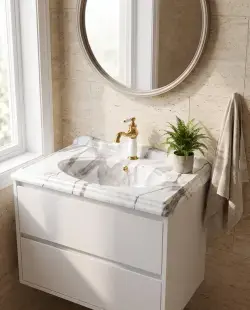 Pure Concept Victorian Statuario Etajerli Lavabo Beyaz, Gri uygulama örneği