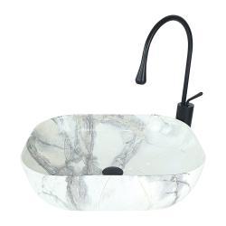 Pure Concept Calacatta Çanak Lavabo 50x40x14 cm Beyaz, Gri uygulama örneği