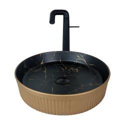 Pure Concept Marmo Tezgah Üstü Çanak Lavabo 42 cm Mat Altın Siyah uygulama örneği