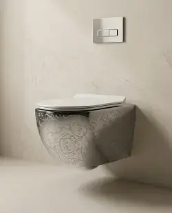 Pure Concept Çiçekli Kanalsız Asma Klozet 36x53x30 cm Platin uygulama örneği