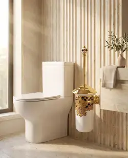 Pure Concept Kleopatra Montajlı Klozet Fırçalık Beyaz Altın uygulama örneği
