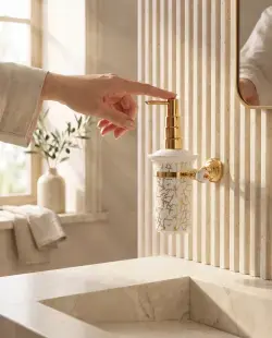 Pure Concept Marble Montajlı Sıvı Sabunluk Altın uygulama örneği