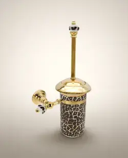 Pure Concept Montajlı Klozet Fırçalık Leopar desen, altın