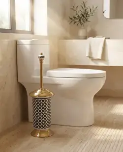 Pure Concept Geometrik Klozet Fırçalık Siyah Beyaz uygulama örneği