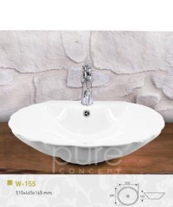 Pure Concept Tezgah Üstü Çanak Lavabo 51x46,5x16,5 cm Beyaz W-155