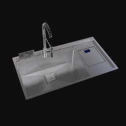 Pure Concept Tek Göz Çöp Kovalı Paslanmaz Çelik Eviye 86x49 cm Inox uygulama örneği