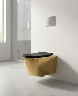 Pure Concept Kanalsız Asma Klozet 36x53x30 cm Parlak Altın Siyah uygulama örneği