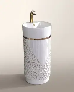 Pure Concept Elysia Monoblok Lavabo Beyaz Altın uygulama örneği