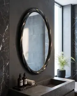 Pure Concept Oval Ayna 60x80 cm Siyah uygulama örneği