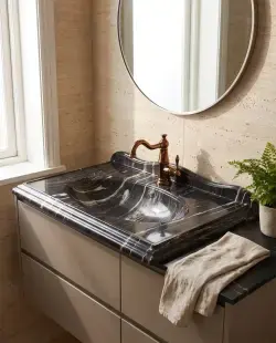 Pure Concept Victorian Deep Etajerli Lavabo Black uygulama örneği
