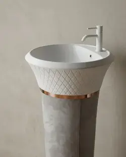 Pure Concept Glory Monoblok Lavabo Gri Beyaz Bronz uygulama örneği
