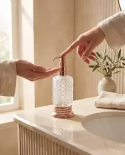 Pure Concept Crystal Setüstü Sıvı Sabunluk Rose Gold uygulama örneği