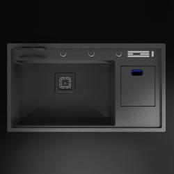Pure Concept Tek Göz Çöp Kovalı Paslanmaz Çelik Eviye 86x49 cm Siyah uygulama örneği