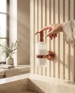 Pure Concept İstanbul Camlı Montajlı Sıvı Sabunluk Bronz uygulama örneği