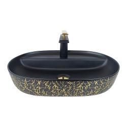 Pure Concept Marble Çanak Lavabo 60x42x14 cm Siyah Altın