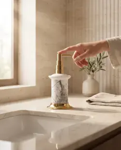 Pure Concept Sharp Calacatta Sıvı Sabunluk Gri uygulama örneği