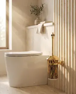 Pure Concept Tiger Zebra Montajlı Klozet Fırçalık Altın uygulama örneği