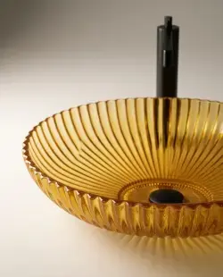 Pure Concept Dekoratif Oval Cam Lavabo Ø50 cm Sarı uygulama örneği