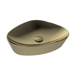 QUA Flawless Gövde Üstü Lavabo Batarya Deliksiz Taşma Kanalsız 50 cm Altın Kaplama
