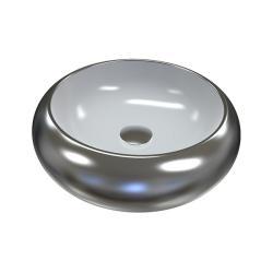 QUA Flawless Gövde Üstü Lavabo Batarya Deliksiz Taşma Kanalsız 46 cm Dış Saten Platin Kaplama İç Saten Beyaz