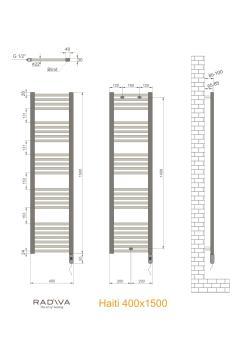 Radiva Haiti Elektrikli Havlupan Beyaz 1500x400 mm 600W On/Off Düğmeli